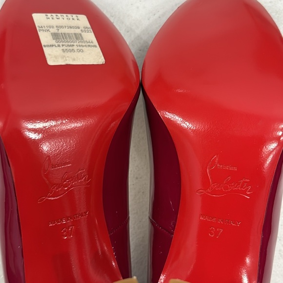 NWT CHRISTIAN LOUBOUTIN SIMPLE PUMP 100 PATENT CALF CRANBERRY - Picture 8 of 9